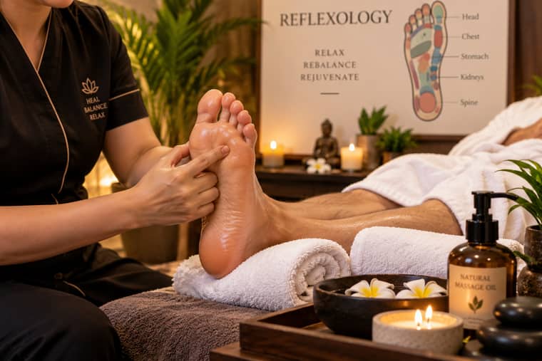 Foot reflexology massage session in Mahipalpur