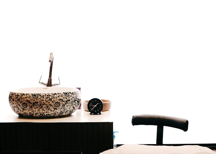 Massage bed made up in a treatment room
